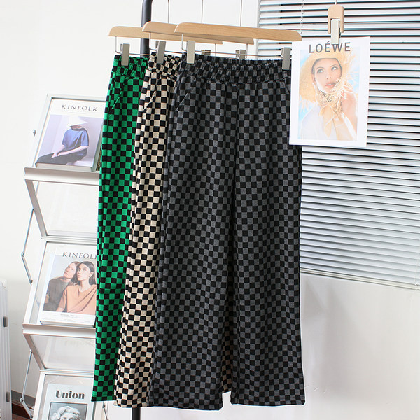 Καρό casual παντελόνι με ελαστική μέση