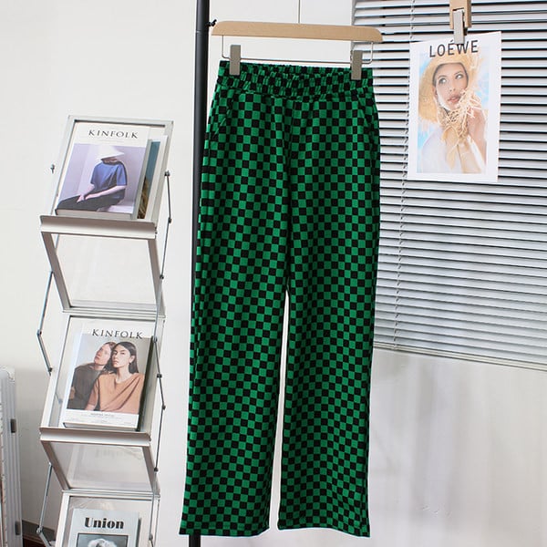 Καρό casual παντελόνι με ελαστική μέση