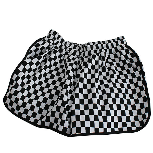 Къси карирани шорти с ластик на талията