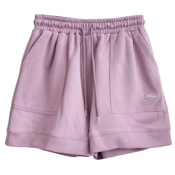 Γυναικείο βαμβακερό κοντό σορτς με έμβλημα και κορδόνια