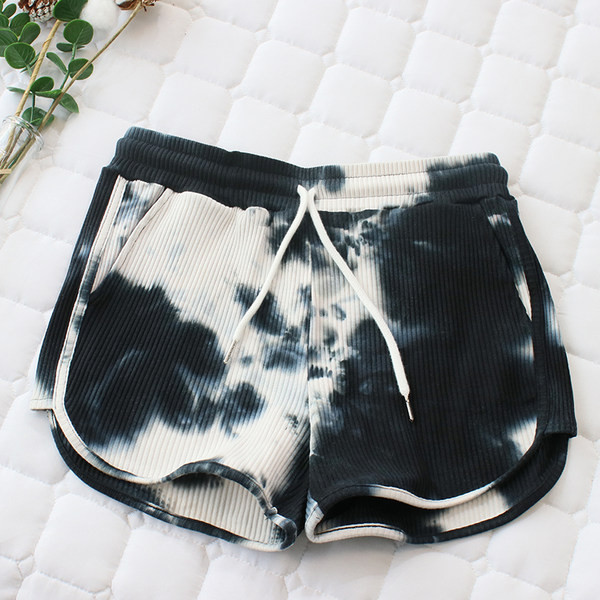 Нов модел дамски къси шорти с преливащи се цветове и връзки