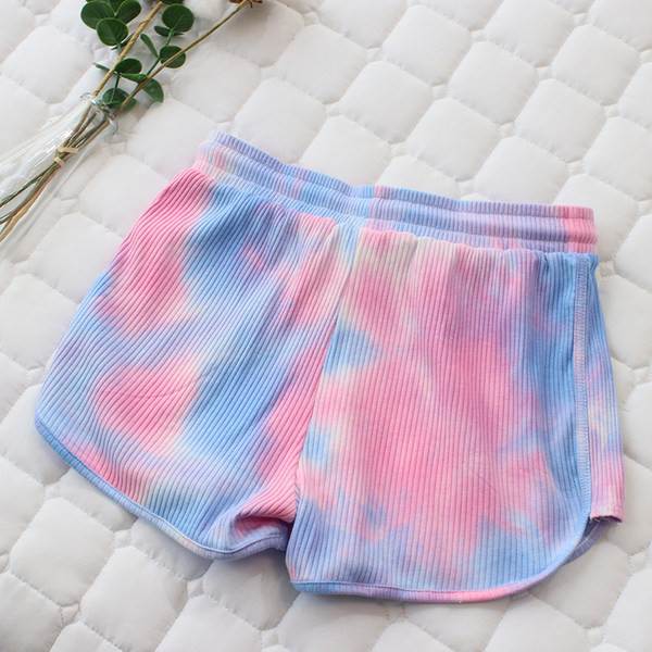 Нов модел дамски къси шорти с преливащи се цветове и връзки