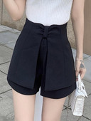 Γυναικείο σορτς  ψηλόμεσο - μαύρο χρώμα