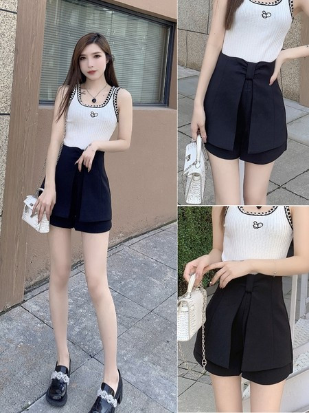 Γυναικείο σορτς  ψηλόμεσο - μαύρο χρώμα