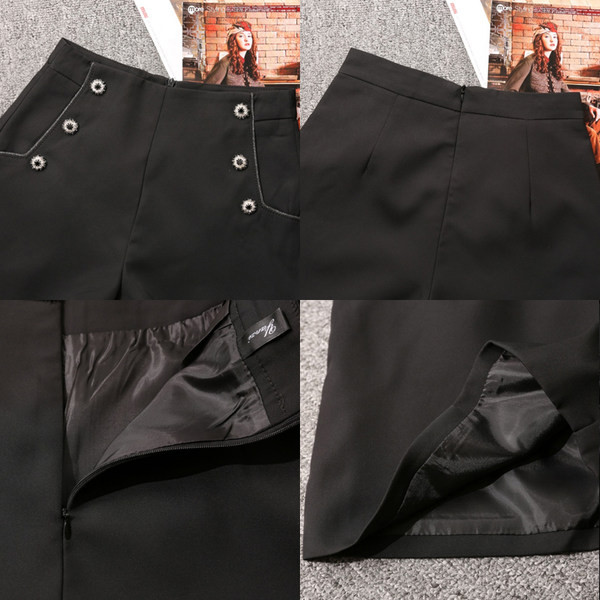 Dekoratiivsete nööpidega naiste lühikesed püksid