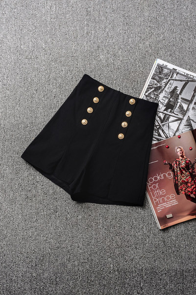 Moderne ženske kratke hlače s gumbima-crne boje