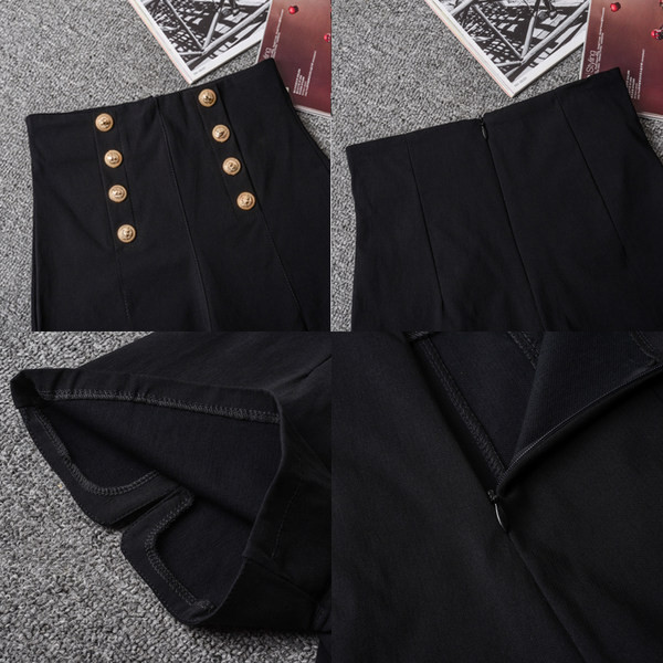 Moderne ženske kratke hlače s gumbima-crne boje