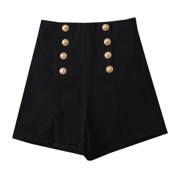 Moderne ženske kratke hlače s gumbima-crne boje
