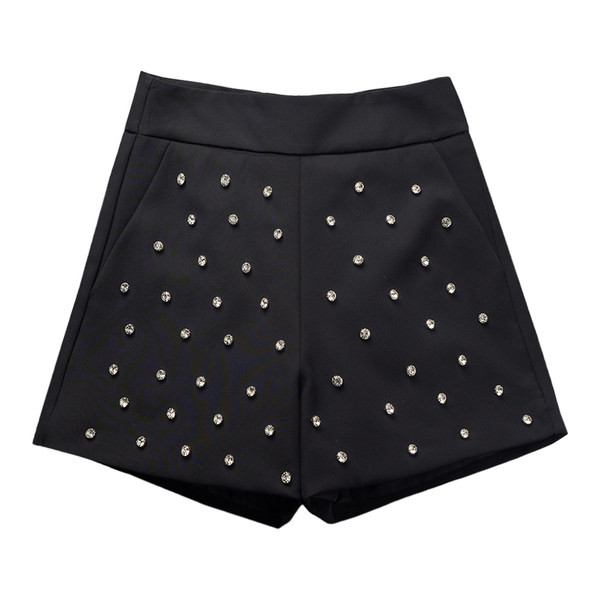 Γυναικείο σορτς με ψηλή μέση και διακοσμιτικές πέτρες