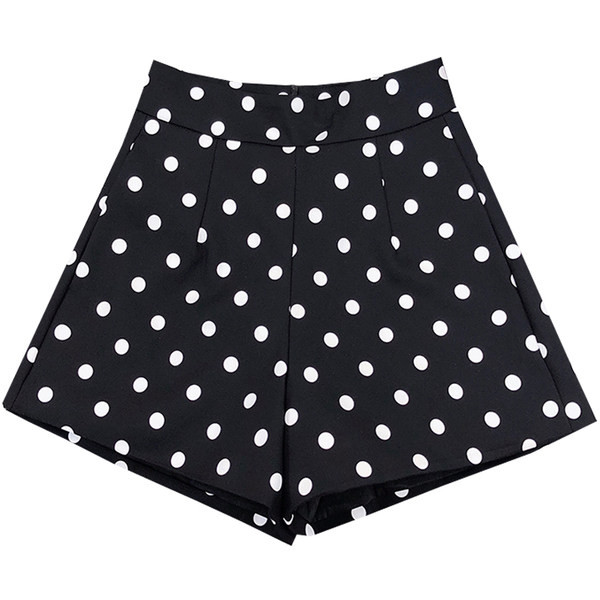 Γυναικείο σορτς  πουά σε μαύρο χρώμα