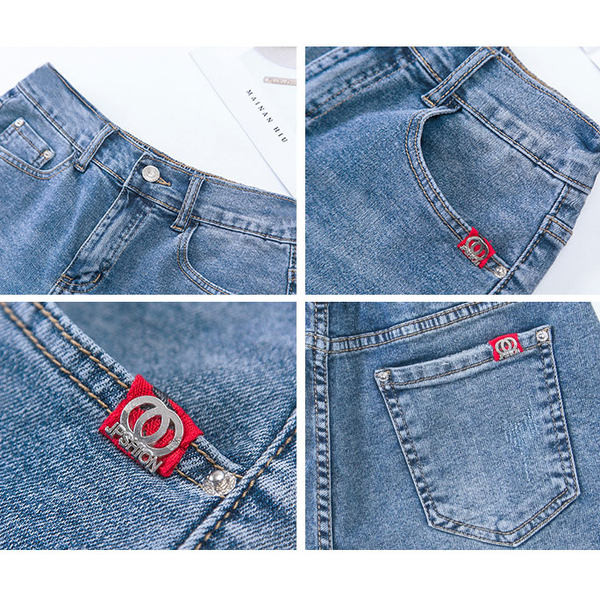 Τζιν σορτς με διπλωμένες άκρες και ελαστική μέση