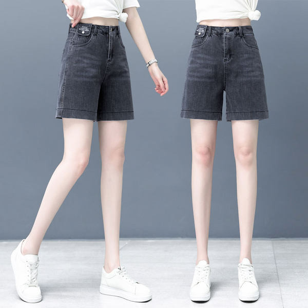 Ženske traper kratke hlače s visokim strukom i džepovima