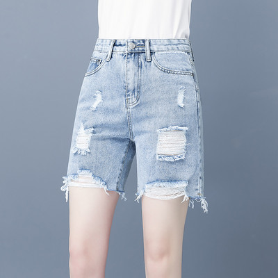 Casual σορτς με ψηλή μέση και σκισμένα μοτίβα