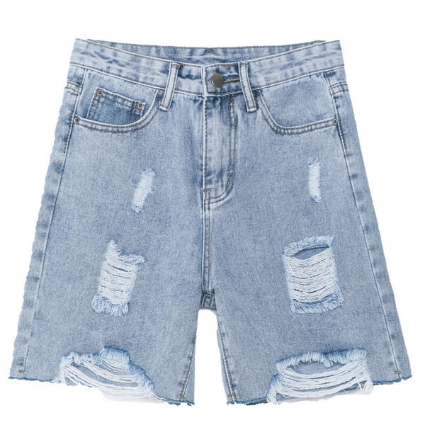 Casual σορτς με ψηλή μέση και σκισμένα μοτίβα