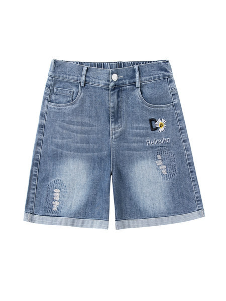 Νέο μοντέλο κοντό τζιν με κέντημα και ψηλόμεσο