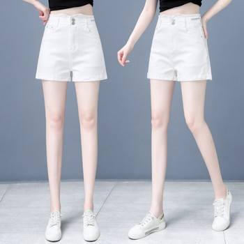 Νέο μοντέλο γυναικείου σορτς με ψηλόμεσο - λευκό χρώμα
