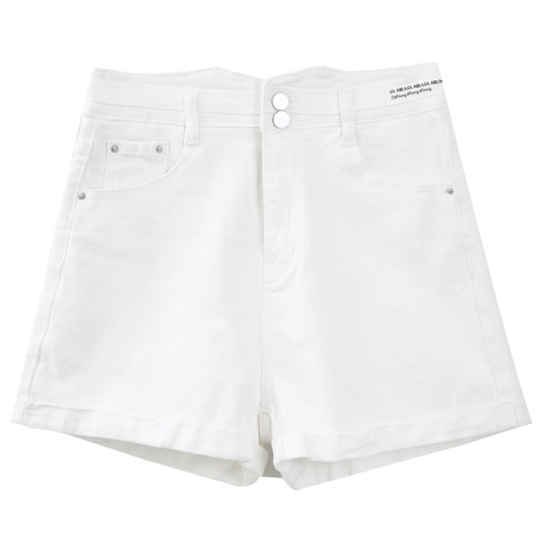 Νέο μοντέλο γυναικείου σορτς με ψηλόμεσο - λευκό χρώμα