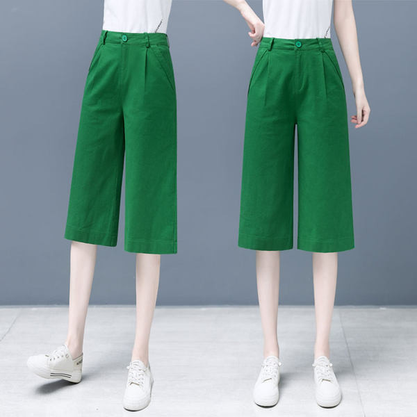 Дамски къс панталон прав модел с висока талия 