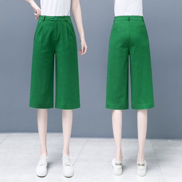 Дамски къс панталон прав модел с висока талия 