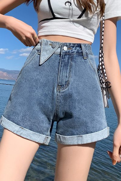 Μοντέρνο φαρδύ μοντέλο γυναικείο κοντό τζιν