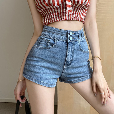 Ψηλόμεσο τζιν σορτς σε δύο χρώματα