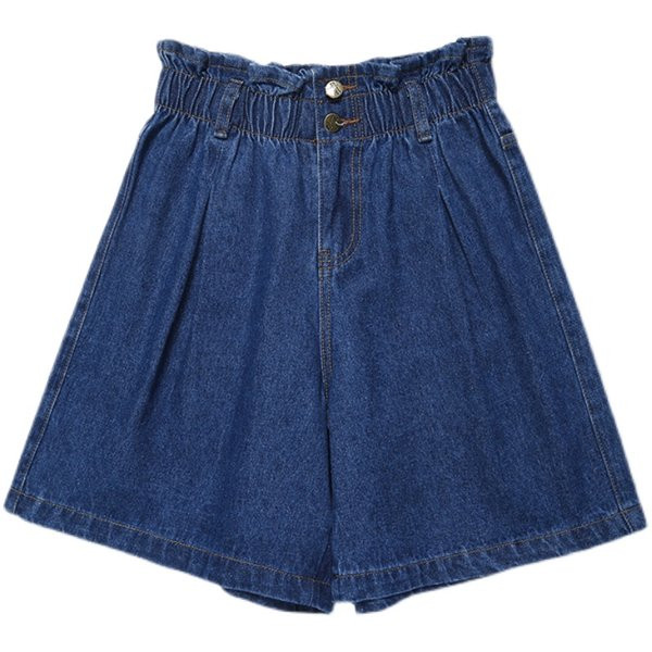 Naiste vabaaja lühikesed püksid kõrge teksariidest vöökohaga