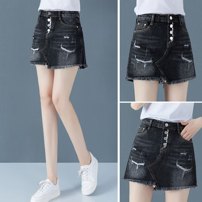 Φούστα-παντελόνι πάπιας με σκισμένα μοτίβα και κουμπιά