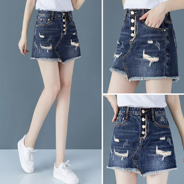 Φούστα-παντελόνι πάπιας με σκισμένα μοτίβα και κουμπιά