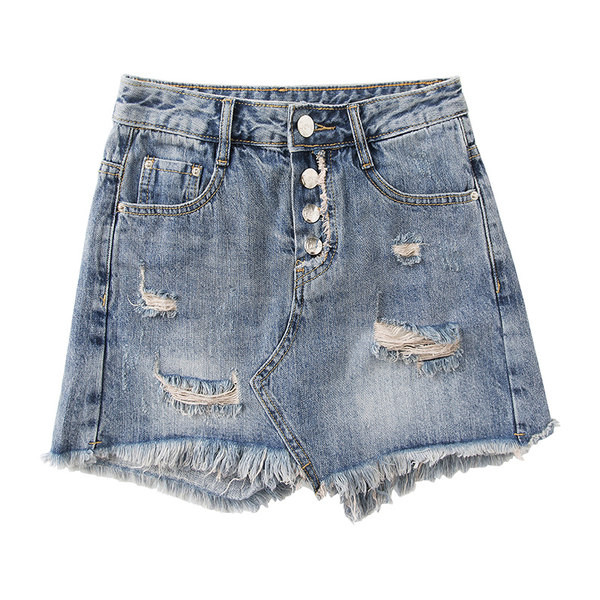 Φούστα-παντελόνι πάπιας με σκισμένα μοτίβα και κουμπιά