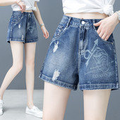 Casual τζιν σορτς με στάμπα