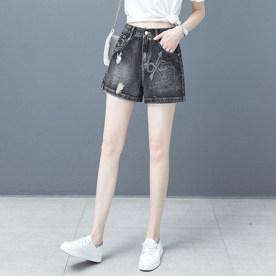 Casual τζιν σορτς με στάμπα