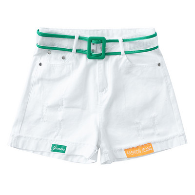 Γυναικείο σορτς με ψηλόμεσα σκισμένα μοτίβα και επιγραφή