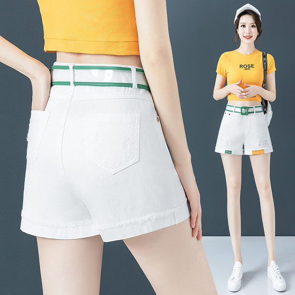 Γυναικείο σορτς με ψηλόμεσα σκισμένα μοτίβα και επιγραφή