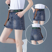 Casual κοντή φούστα-τζιν παντελόνι με ζώνη