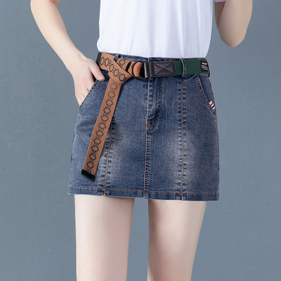 Casual κοντή φούστα-τζιν παντελόνι με ζώνη