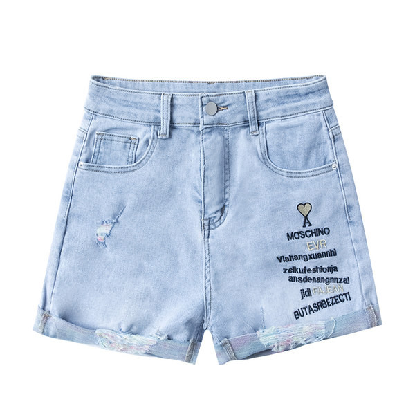 Γυναικείο σορτς με κέντημα σε μπλε χρώμα