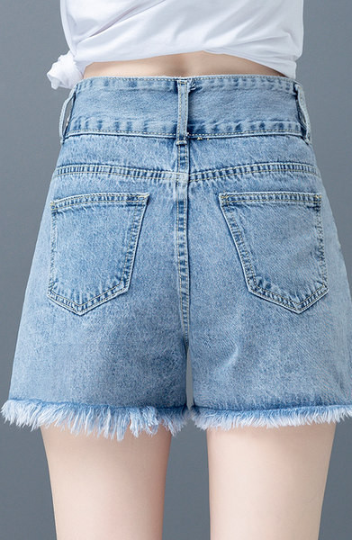 Νέο μοντέλο τζιν σορτς  ψηλόμεσο - μπλε χρώμα