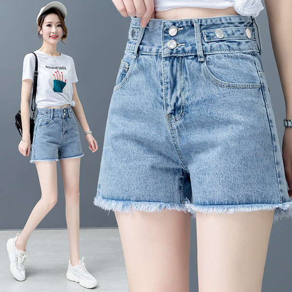 Νέο μοντέλο τζιν σορτς  ψηλόμεσο - μπλε χρώμα