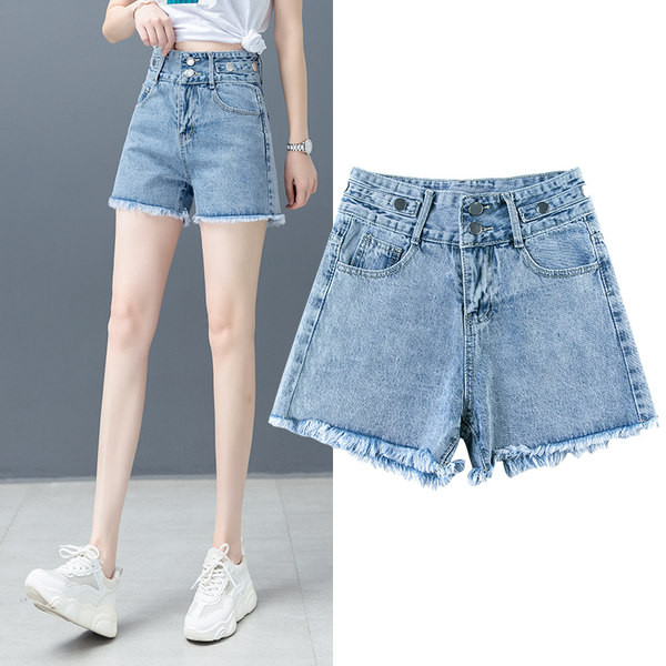 Νέο μοντέλο τζιν σορτς  ψηλόμεσο - μπλε χρώμα