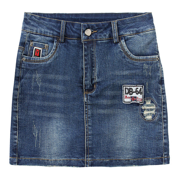 Γυναικεία τζιν φούστα-παντελόνι με κέντημα