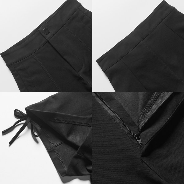 Ženske kratke hlače s visokim strukom i vezicama - crne boje