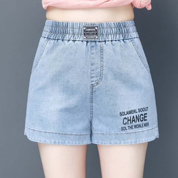 Τζιν σορτς με ελαστική μέση - μπλε χρώμα