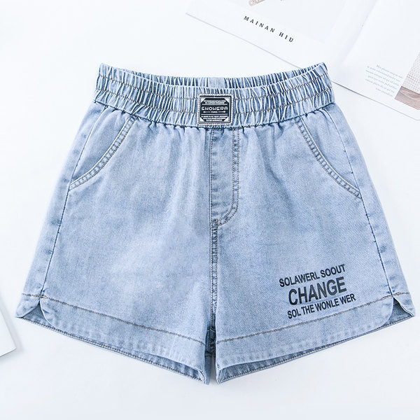 Τζιν σορτς με ελαστική μέση - μπλε χρώμα