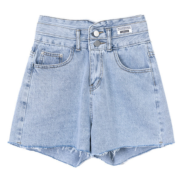 Τζιν σορτς με ασύμμετρο κούμπωμα