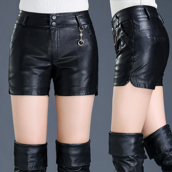 Öko-nahast valmistatud naiste lühikeste pükste uus mudel