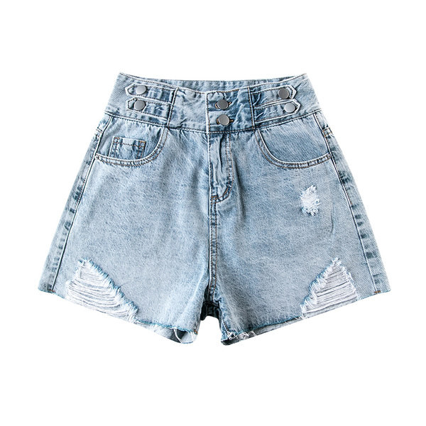 Γυναικείο σορτς με σκισμένα μοτίβα - μπλε χρώμα