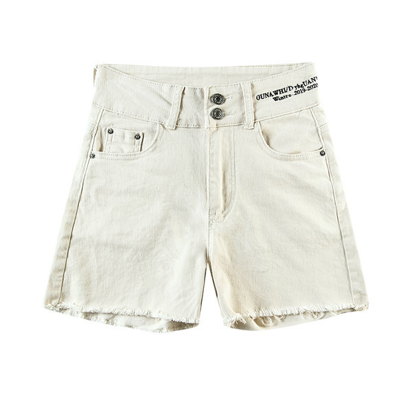 Γυναικείο σορτς με ψηλή μέση και κεντητή επιγραφή