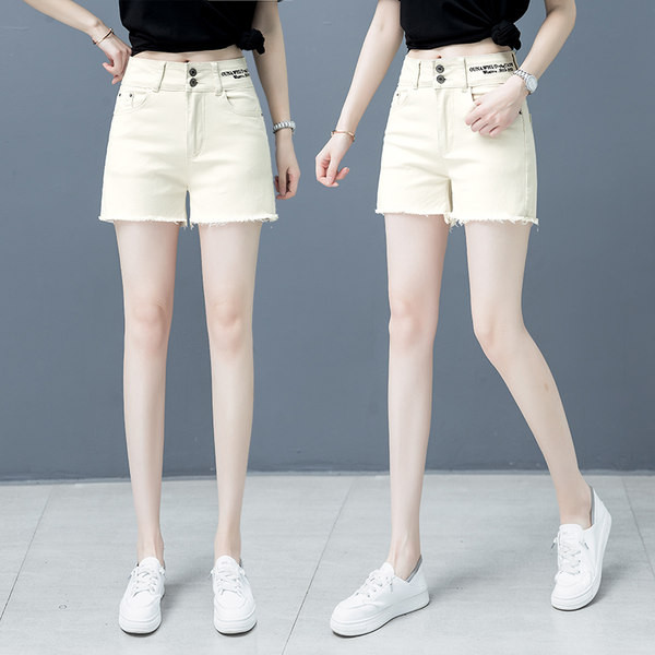 Γυναικείο σορτς με ψηλή μέση και κεντητή επιγραφή