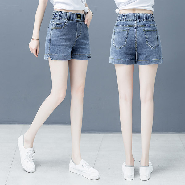 Γυναικείο σορτς με ελαστική μέση σε μπλε χρώμα