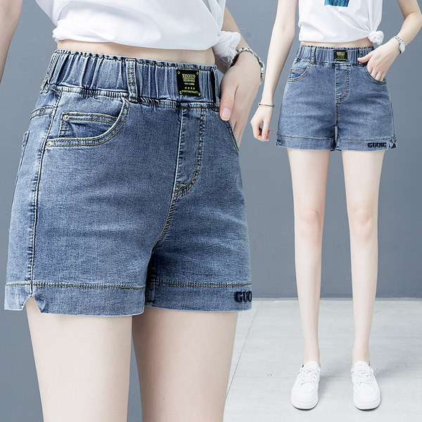 Γυναικείο σορτς με ελαστική μέση σε μπλε χρώμα